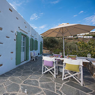 Dinning table at the veranda with view of Apollonia