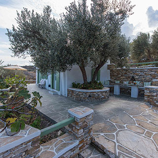 Exterior spaces of Rose Home in Sifnos